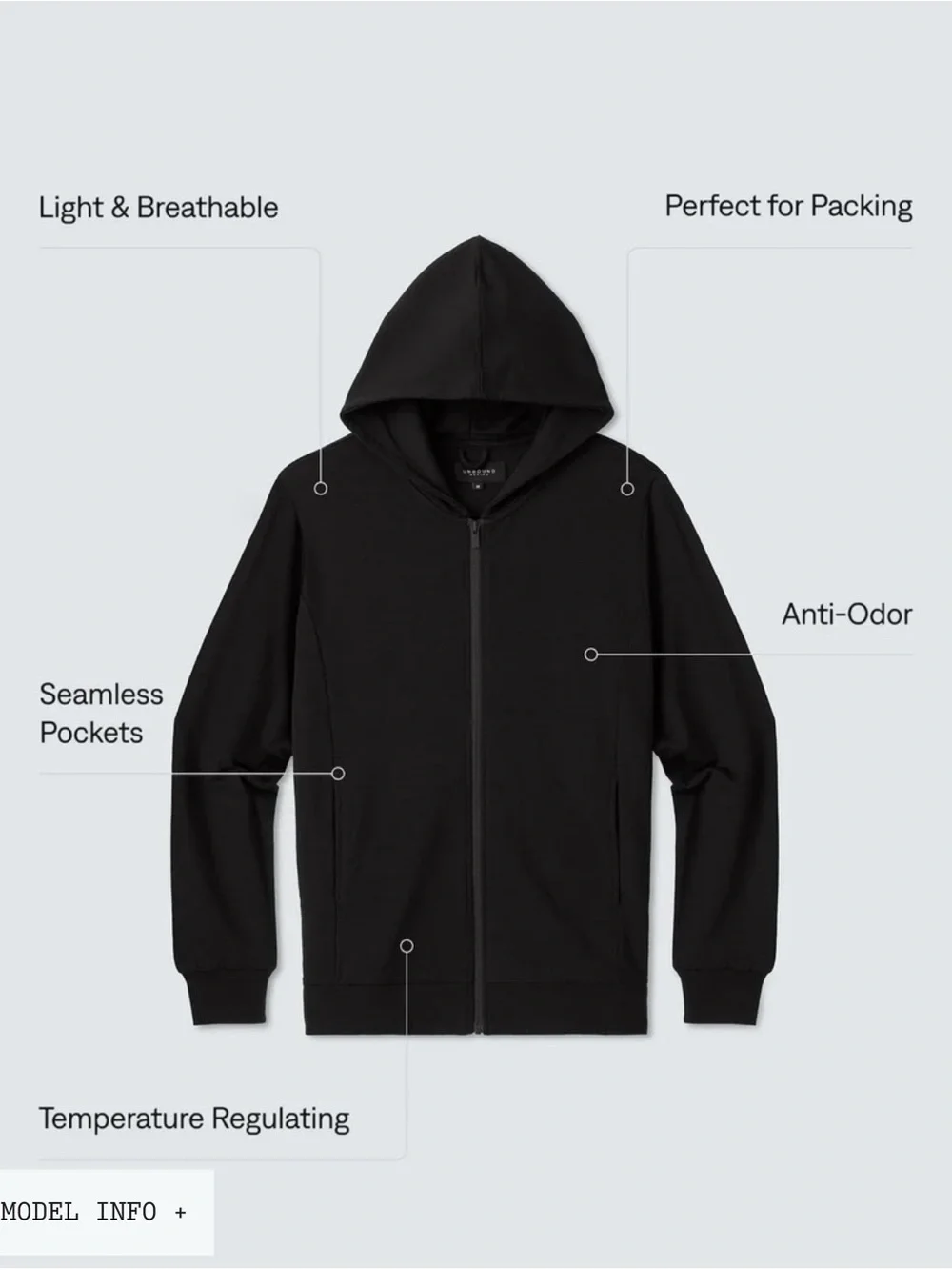Men's Compact Travel Hoodie Unbound Merino - Red - Medium